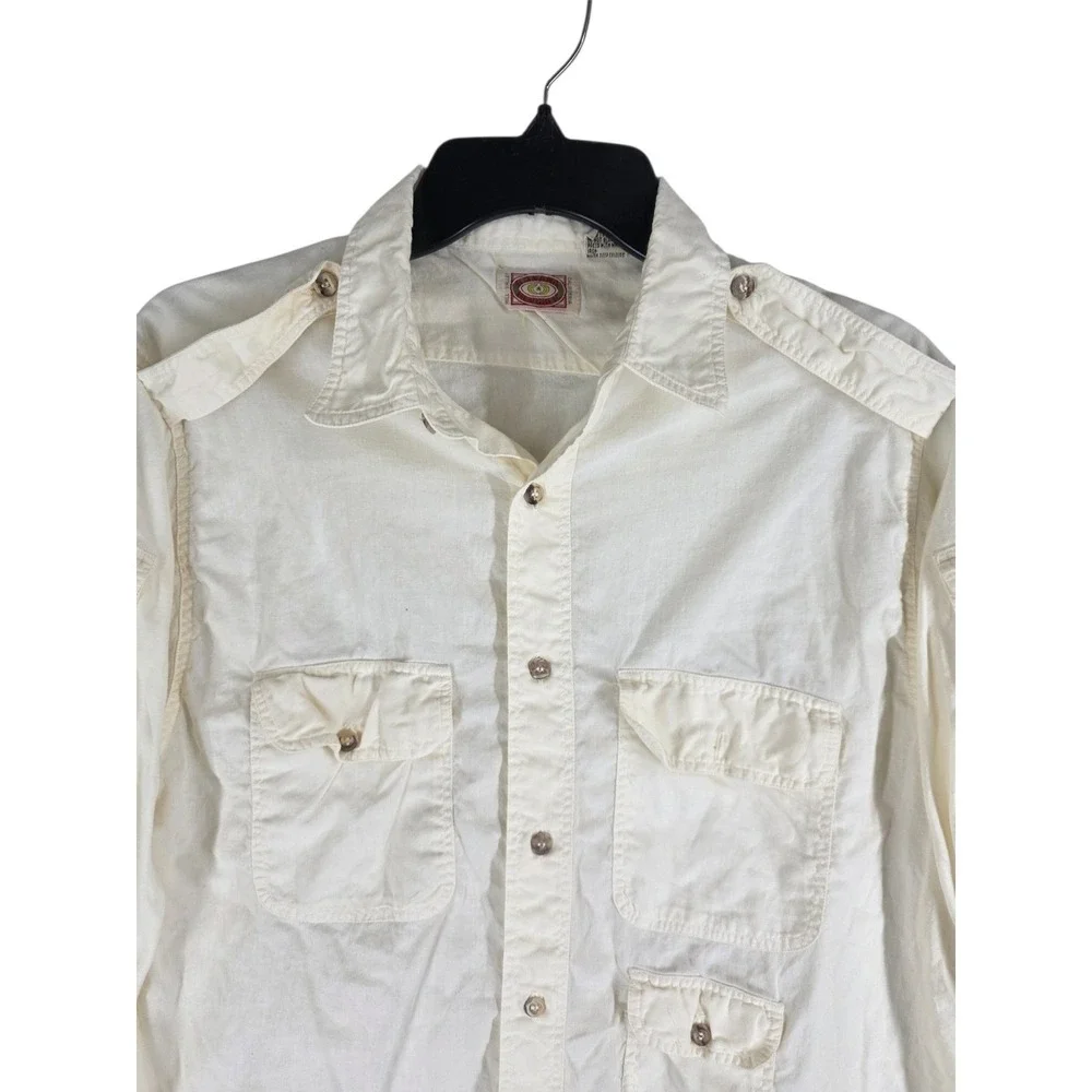 Vintage Banana Republic Safari Shirt Mens L Mill Valley Cotton Roll Tab Sleeve